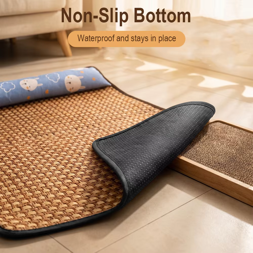 Tapis rafraîchissant naturel pour chat d'été avec oreiller