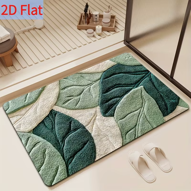 Tapis de cuisine à motif de feuilles vertes printanières