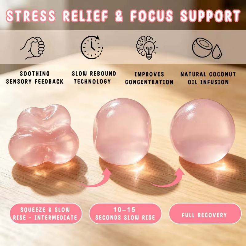 Balle anti-stress en huile de coco faite à la main : douce et moelleuse, soulage le stress et apaise l'anxiété – Un petit cadeau parfait pour les adultes