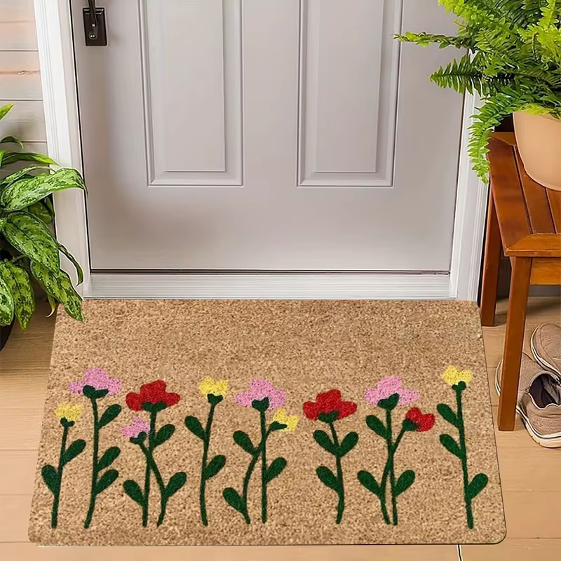 VIKAMA Tapis de bienvenue avec bouquet de fleurs 3D