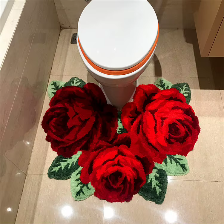 Tapis de sol capitonné en forme de Rose, forte Absorption d'eau, antidérapant, pour salon, chambre à coucher, produits ménagers