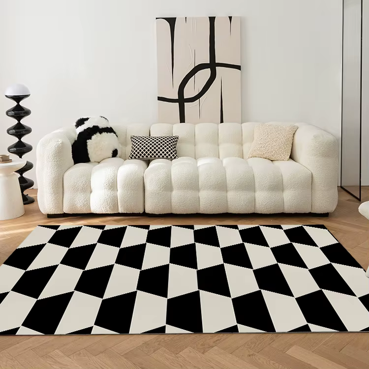 Tapis damier noir et blanc