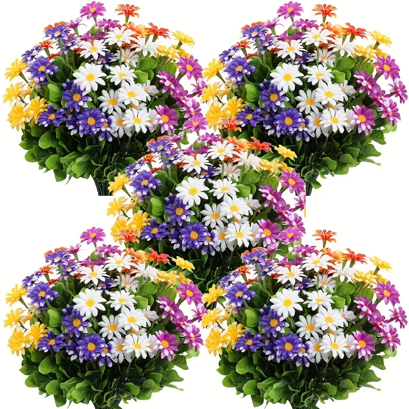 Fleurs artificielles d'extérieur, marguerite, arbustes résistants aux Uv, pour la maison, le bureau, la fête de mariage, le jardin, le porche, le chalet, 10/5/1 lots