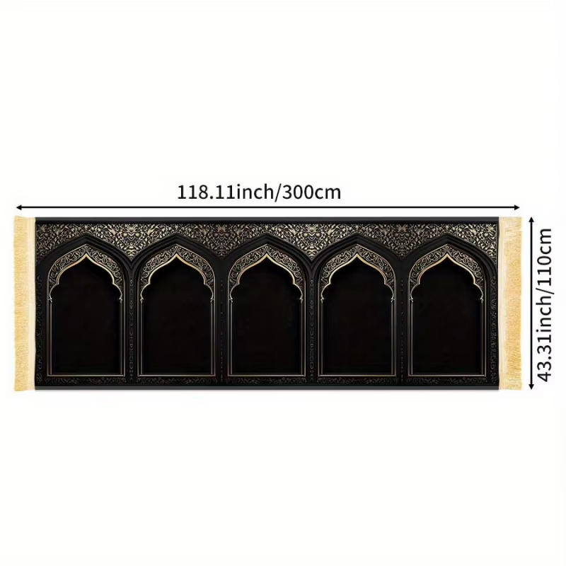 Tapis de prière islamique luxueux VIKAMALux avec pompons, tapis de culte musulman pour la maison ou les grands rassemblements et les prières de groupe