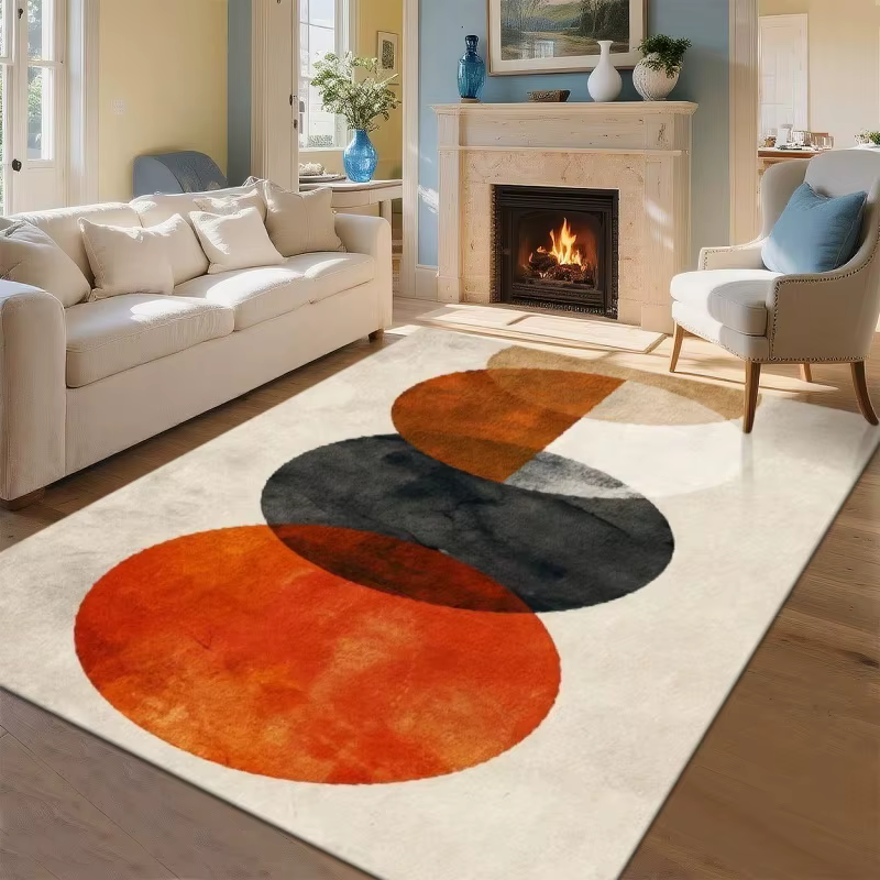 Tapis en feutre grand format vert foncé vintage