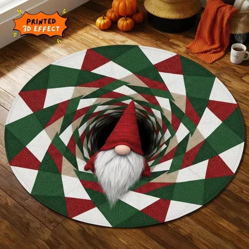 Tapis rond Gnome de noël