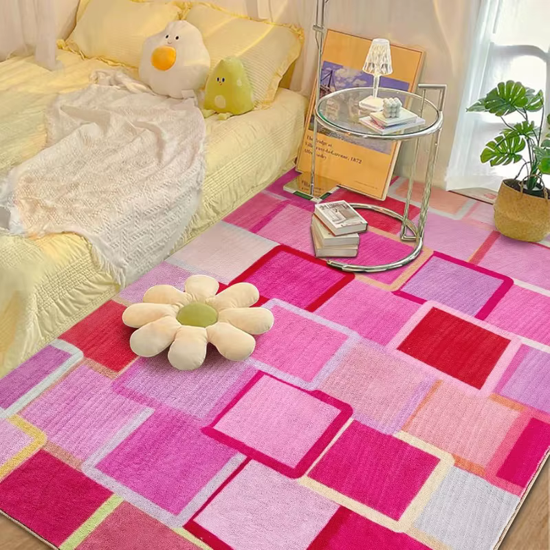 Tapis damier multicolore rétro Funky pour salon