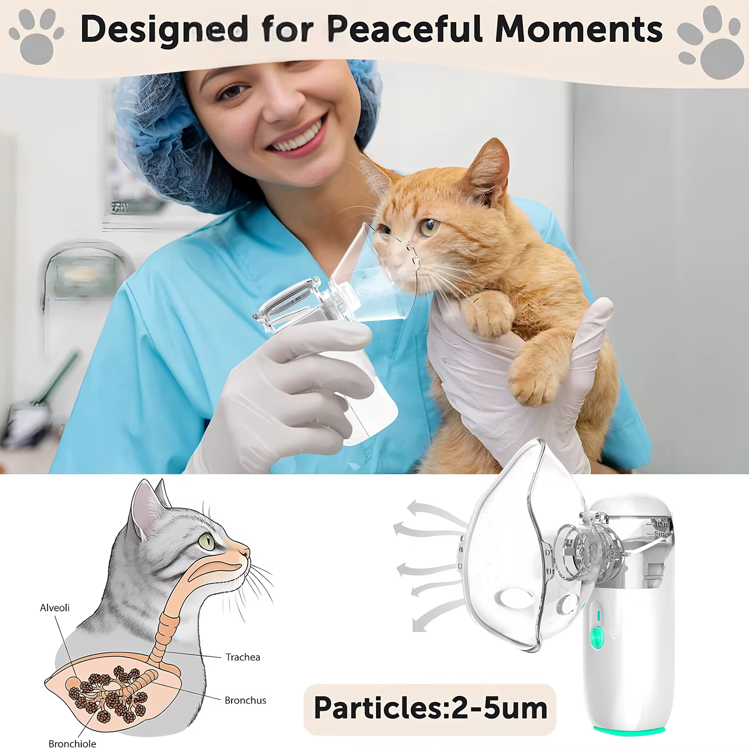 Nébuliseur portable pour animaux de compagnie : dispositif inhalateur manuel pour l'asthme des chats et des chiens