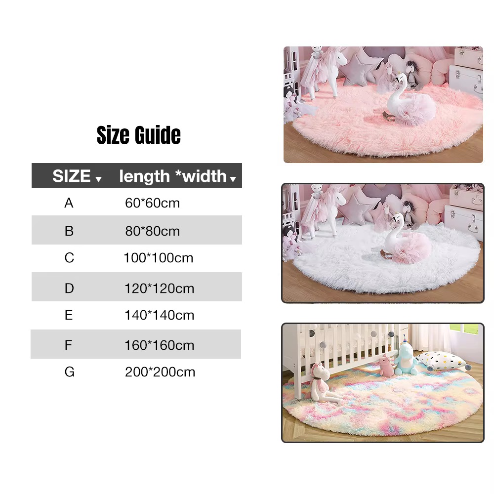 Tapis rond rose pour chambre de filles