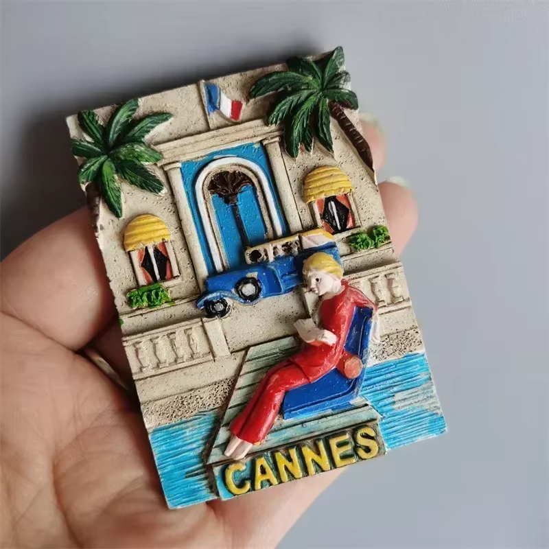 Aimants de réfrigérateur Souvenir touristique français Cannes belle côte bleue Kurt Azur Menton résine magnétique réfrigérateur autocollant collection