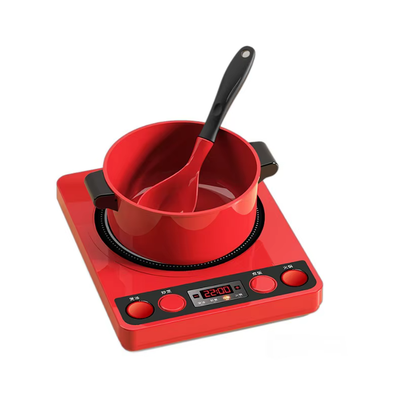 Ensemble de cuisine de jeu éducatif pour enfants – Batterie de cuisine de jeu de simulation avec cuisinière à induction, jouets de cuisine et de coupe pour garçons