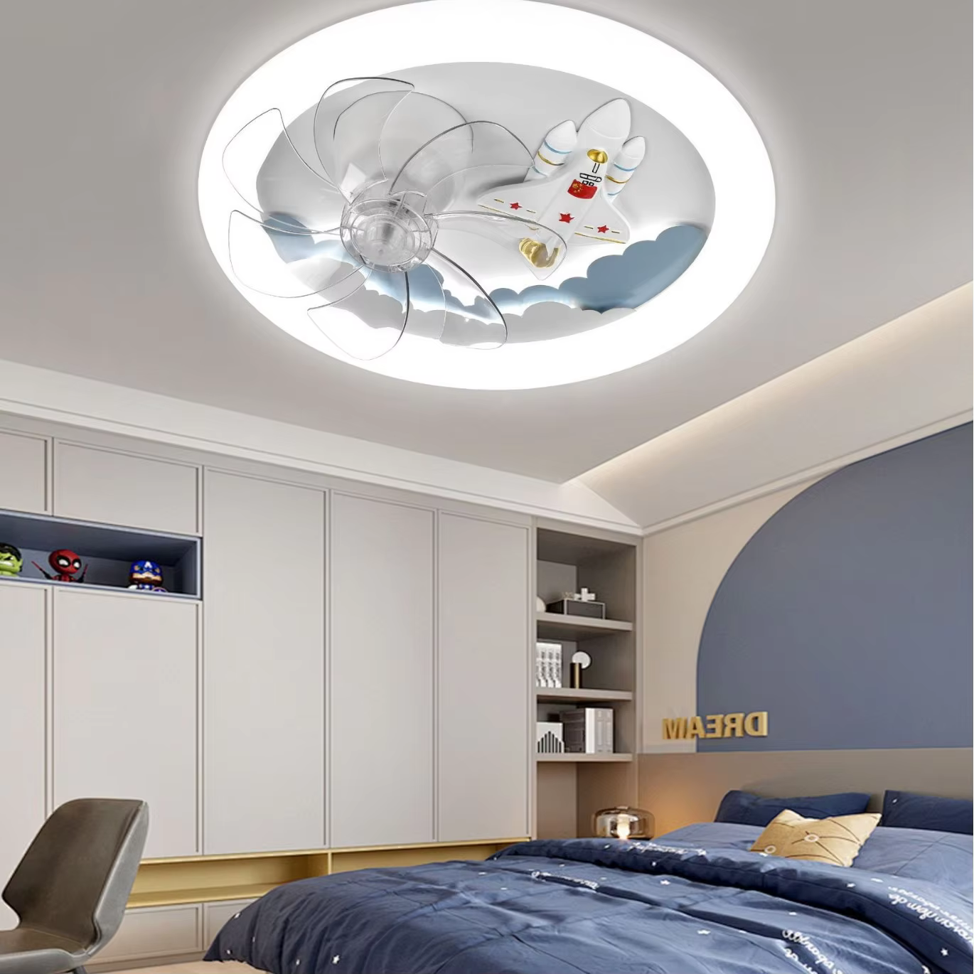 Moderne chambre d'enfants plafonnier ventilateur créatif chambre d'enfants protection des yeux plafonnier mignon garçons filles chambre lampe décorations