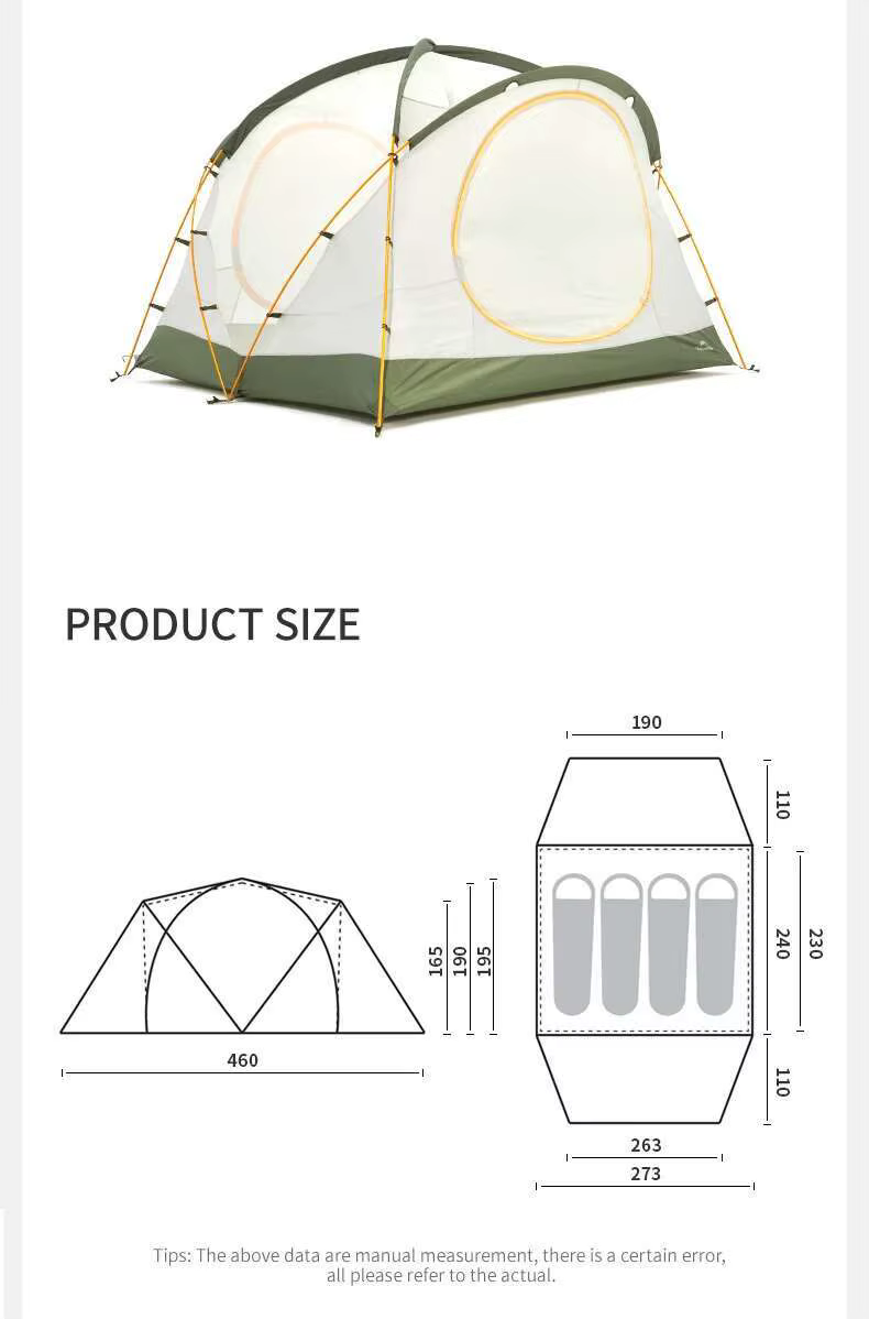 Naturehike KOTA 4 une chambre deux pièces tente 2-4 personnes famille Lagre tente extérieure Portable étanche tente de Camping