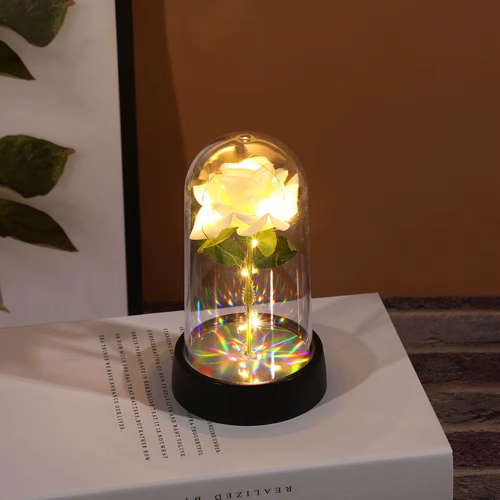 Rose éternelle, cadeau d'anniversaire de mariage, de saint-valentin, ornement lumineux coloré pour femmes, maman, petite amie, femme, décoration de la maison