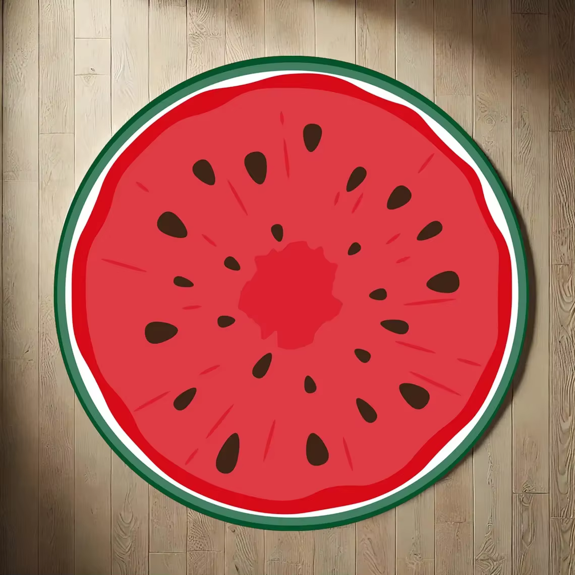 Tapis rond réaliste en forme de tranche de pastèque