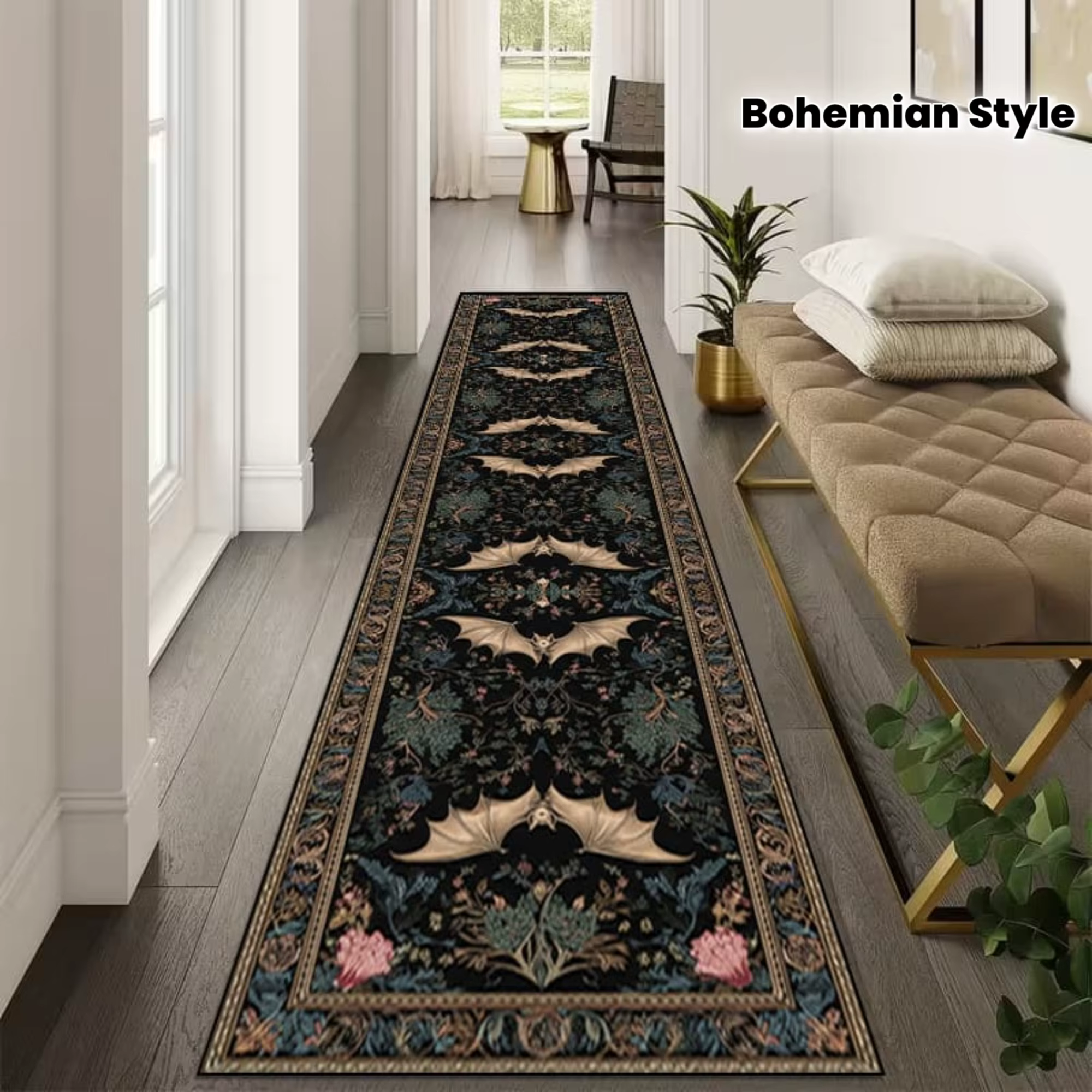 Tapis de couloir vintage aztèque, tapis tribal turc géométrique, tapis de sol long de luxe pour salon, cuisine, nouveau