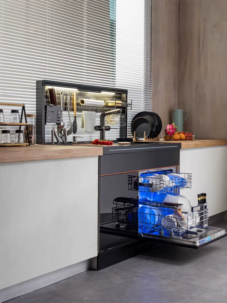 Panneau de trous intégré de conception pour armoire automatique avec meubles de cuisine d'évier intégrés