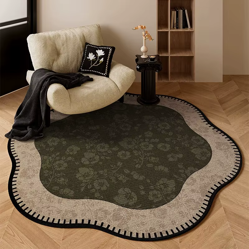 Tapis de salon rond résistant aux taches