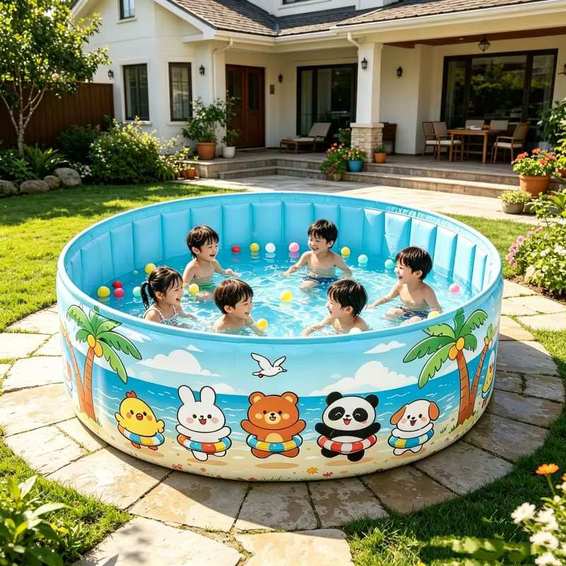 Piscine pliante surélevée de grande taille pour usage domestique, pour enfants et adultes, piscine de jeu aquatique extérieure, pas besoin de gonflage, piscine bleue