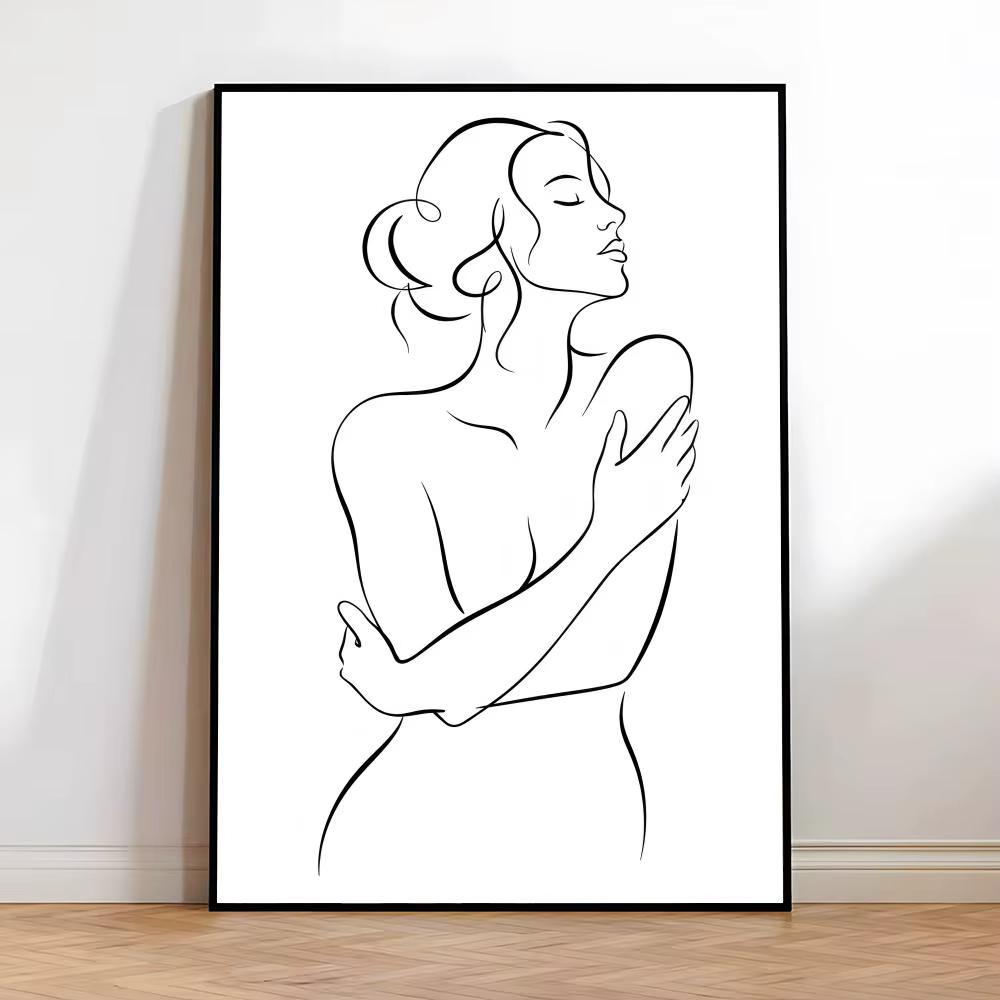 Affiche Murale sur Toile : Couple Amoureux Romantique en Étreinte