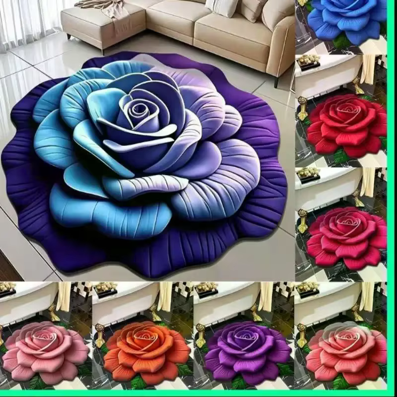 Tapis à fleurs, tapis de sol pivoine douce de forme spéciale
