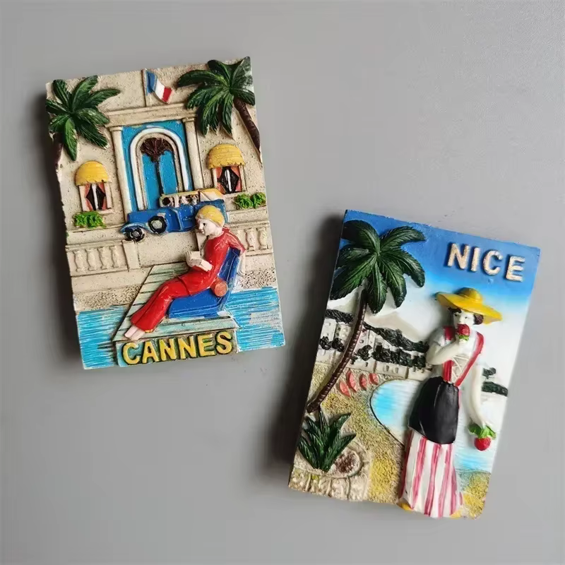 Aimants de réfrigérateur Souvenir touristique français Cannes belle côte bleue Kurt Azur Menton résine magnétique réfrigérateur autocollant collection