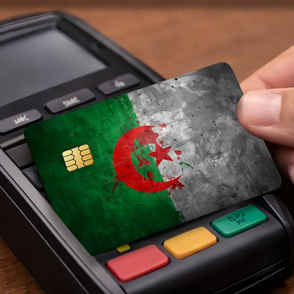 Autocollants de protection pour cartes bancaires et de transport en forme de drapeau de l'Algérie