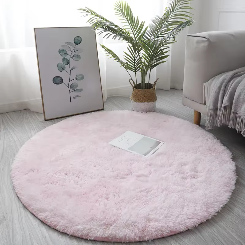 Tapis en Polymères Ronds en Peluche Super Doux
