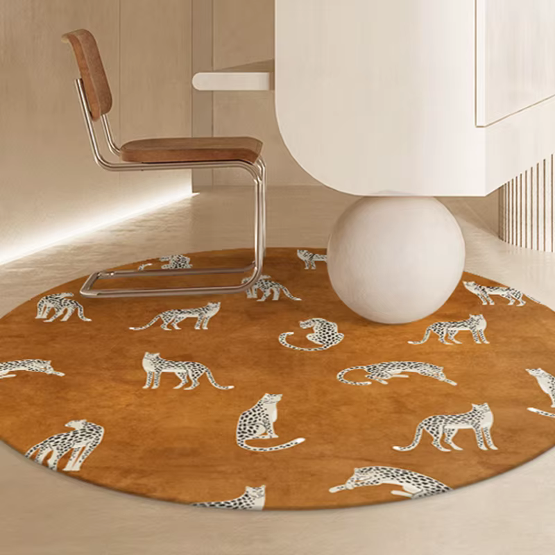 Tapis rond de luxe léger pour décoration de chambre à coucher