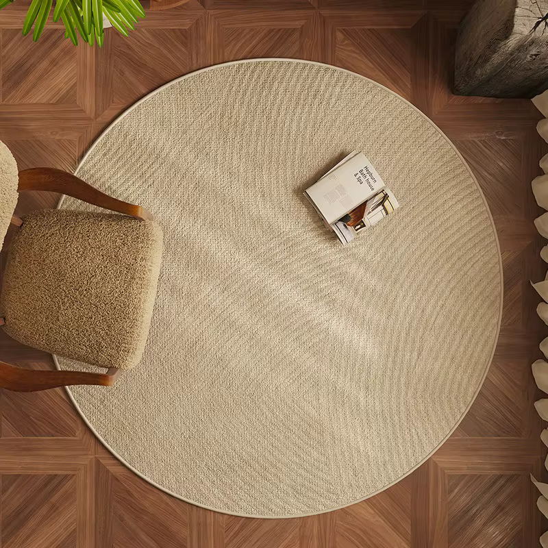 Tapis rond beige clair à texture de points subtils