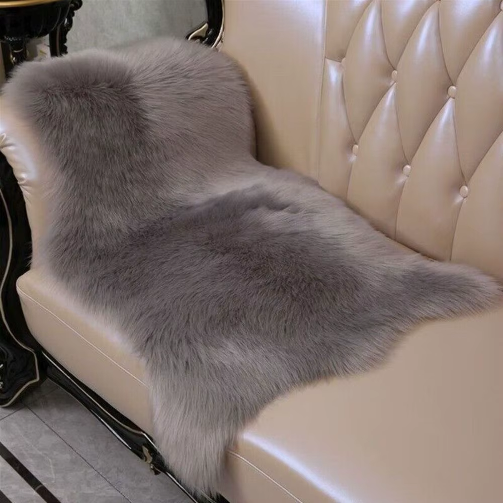 Imitation laine antidérapante moelleux Shaggy Protection de sol tapis doux lavable en peau de mouton