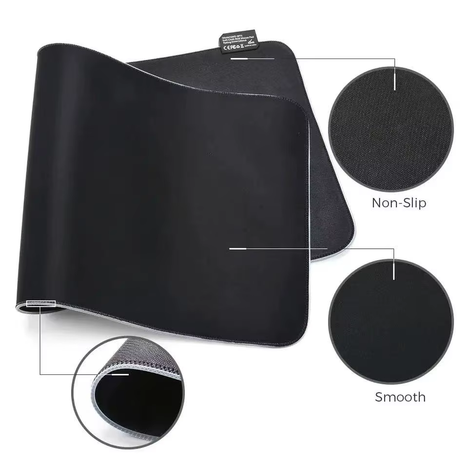 Tapis de souris noir pur grande taille universel ordinateur de bureau et d'ordinateur portable bureau d'affaires jeu tapis de souris à bord cousu antidérapant