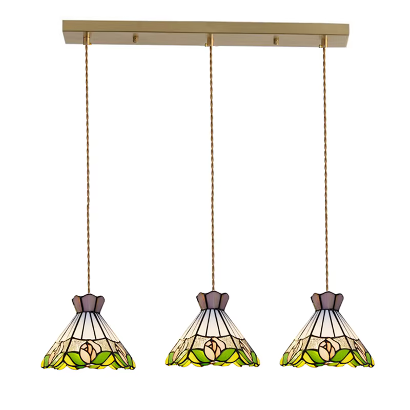 Lustre en verre coloré rétro européen, lampe à suspension, bar, restaurant, créatif, rural, chambre, balcon, confronlight, luminaire, intérieur Lustre en verre coloré rétro, lampe à suspension europée