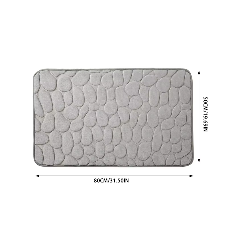 1 tapis de bain en galets gaufrés, tapis de sol absorbant en mousse à mémoire de forme, tapis de porte antidérapant, tapis de sol intérieur, accessoires de salle de bain