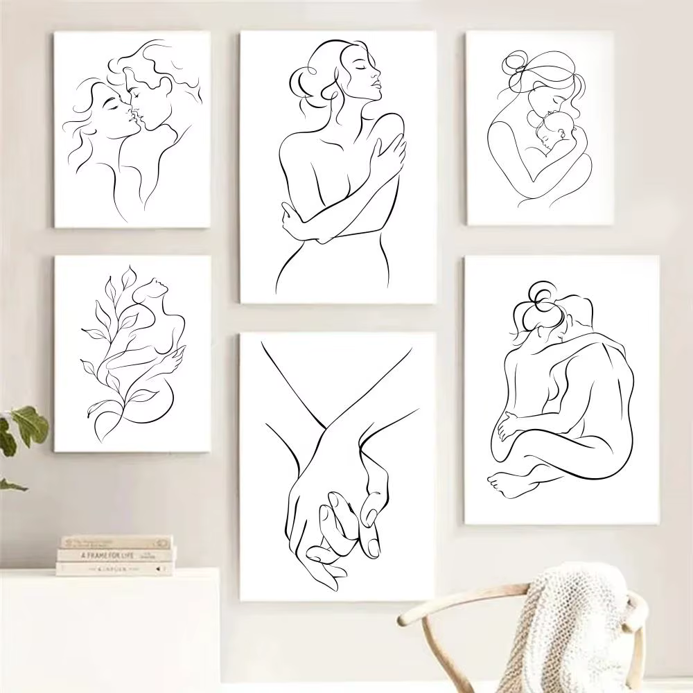 Affiche Murale sur Toile : Couple Amoureux Romantique en Étreinte