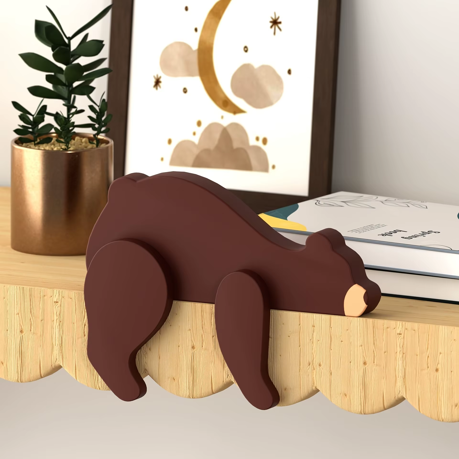 Cadre de maison d'angle d'animal de dessin animé 3D, article décoratif cadre de porte en bois conception artistique Panda renard lapin ours décor de chambre d'enfant