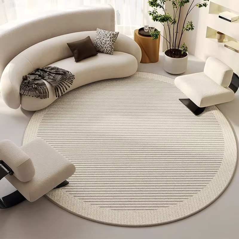 Tapis rond de style beige pour toute la maison
