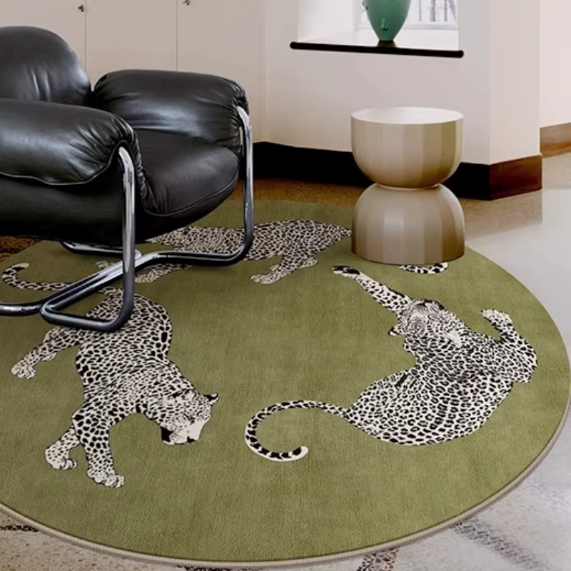 Tapis rond épais en peluche pour décoration de chambre à coucher