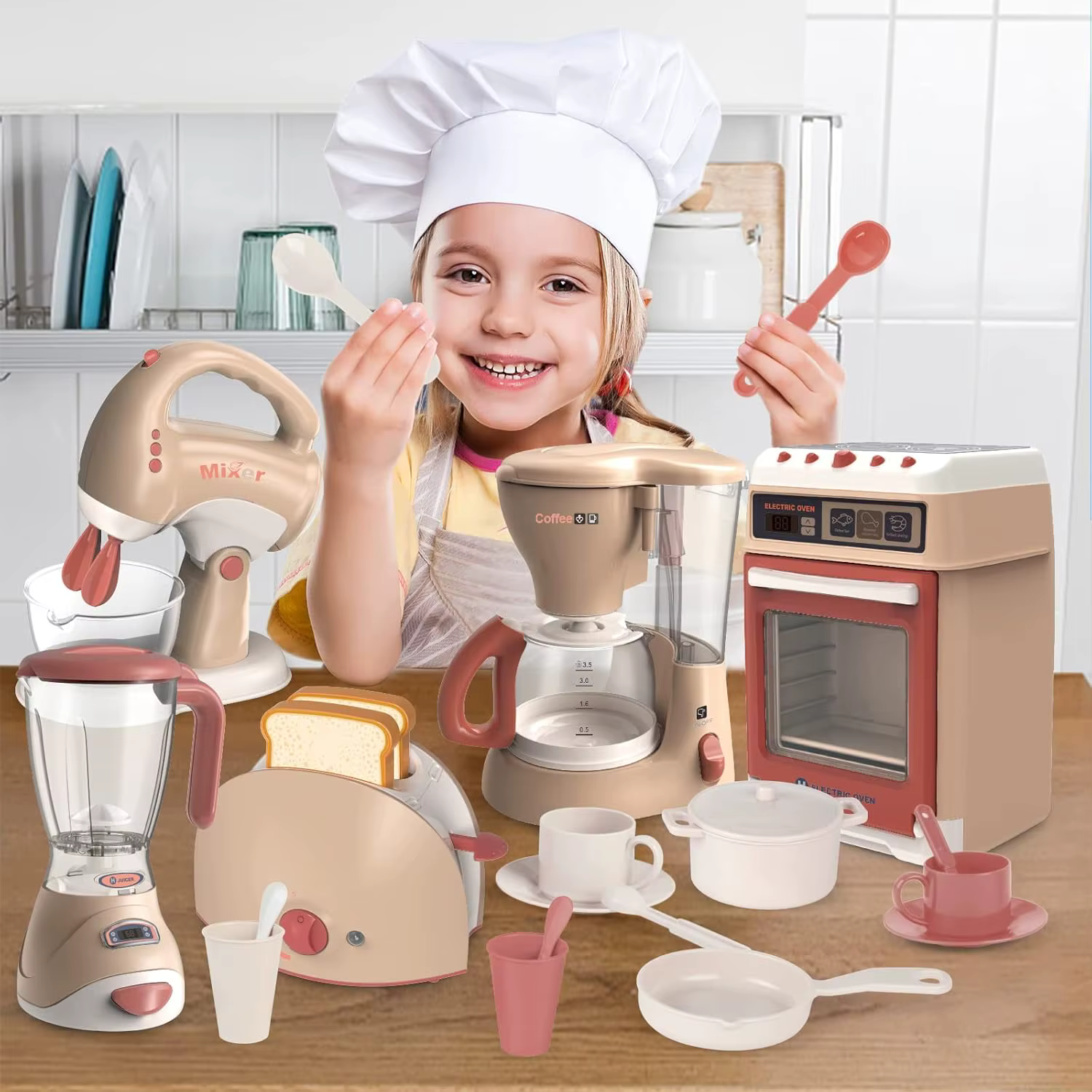 Enfants semblant jouer jouet cuisine appareils ménagers Playset presse-agrumes mélangeur vide grille-pain ensemble ménage jouets éducatifs pour enfant cadeaux