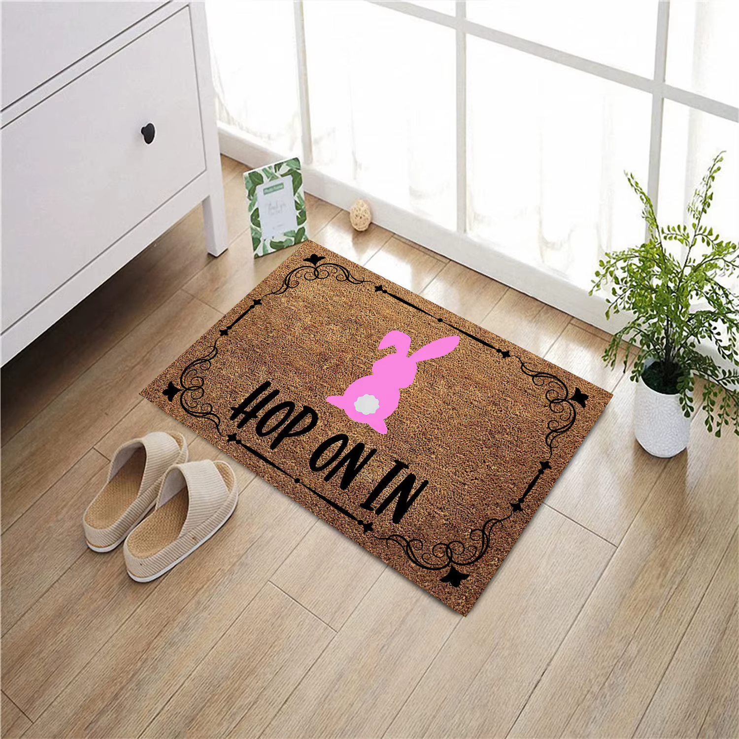 Hop On In EasterDoormat en caoutchouc salle de bain cuisine tapis jardin Garage porte