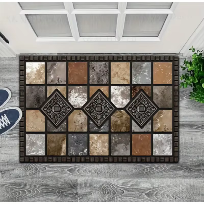 Tapis de porte de bienvenue à motifs de pierre