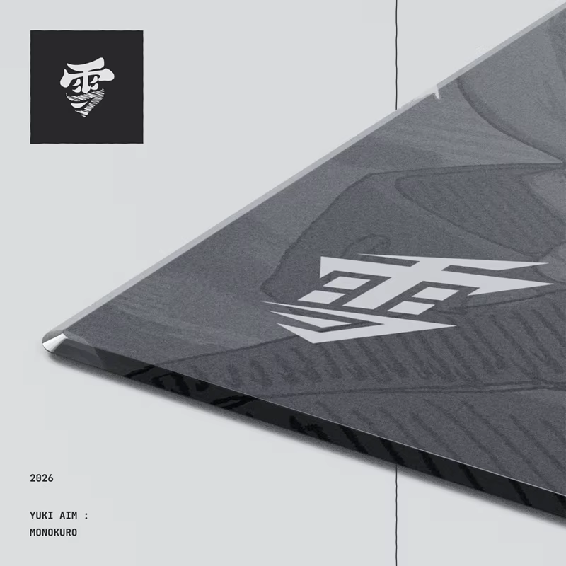 Tapis de souris en verre trempé Yuki Aim Monokuro, tapis de jeu, tapis de table anime, contrôle fluide, accessoires de bureau pour jeux Esports FPS, cadeaux