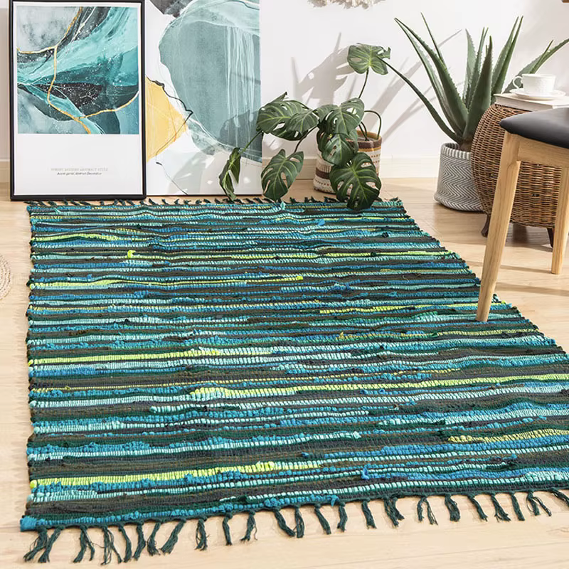 Tapis à pampilles en coton
