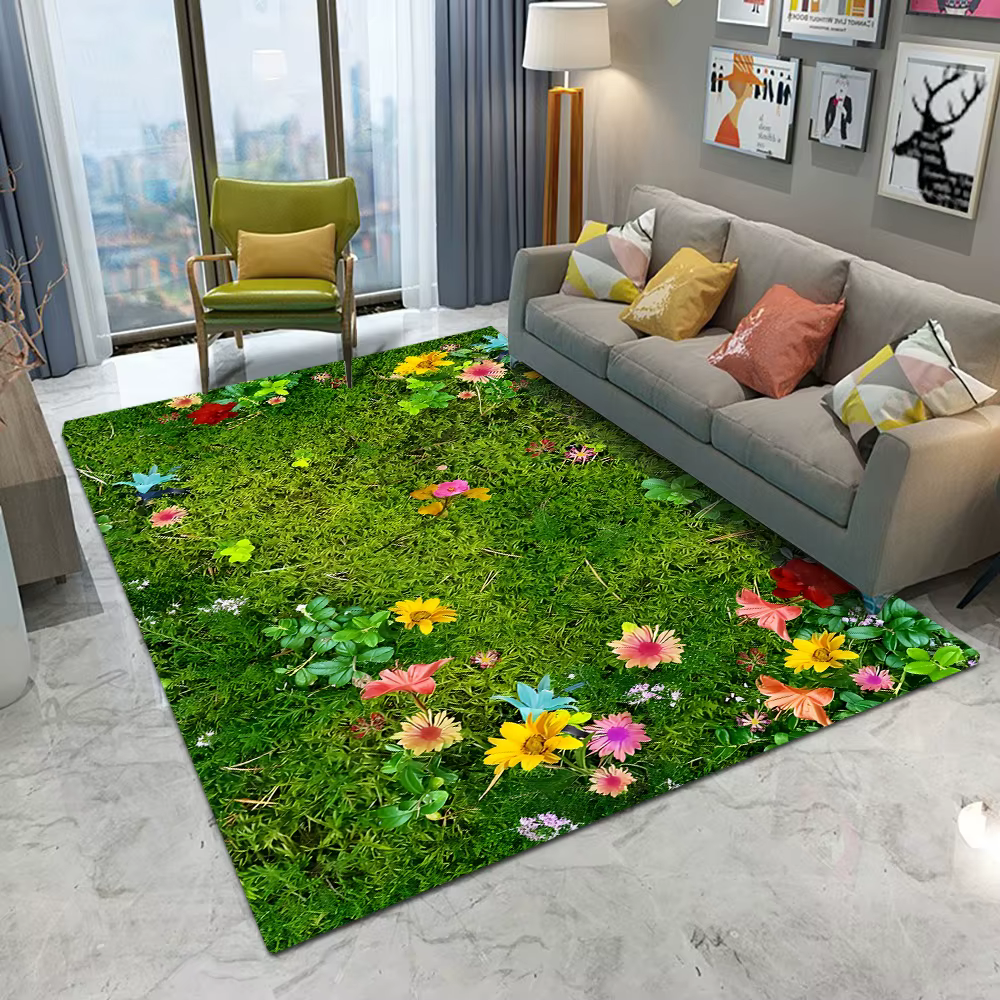 Tapis réaliste en herbe et fleurs sauvages 2026