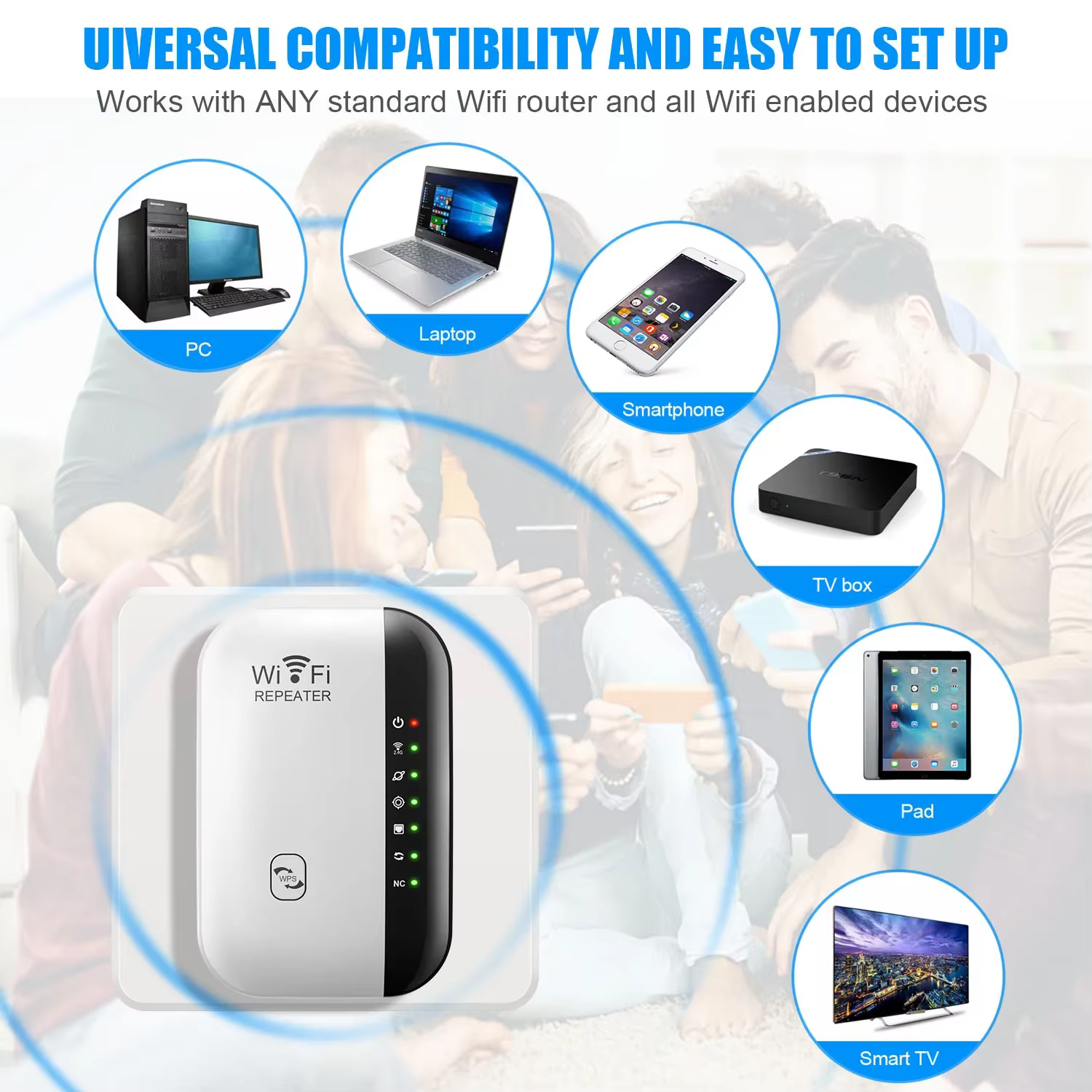 Répéteur WiFi sans fil 300Mbps 2.4Ghz répéteur extension réseau plage 802.11N/B/G répéteur WiFi sans fil Booster Point d'accès