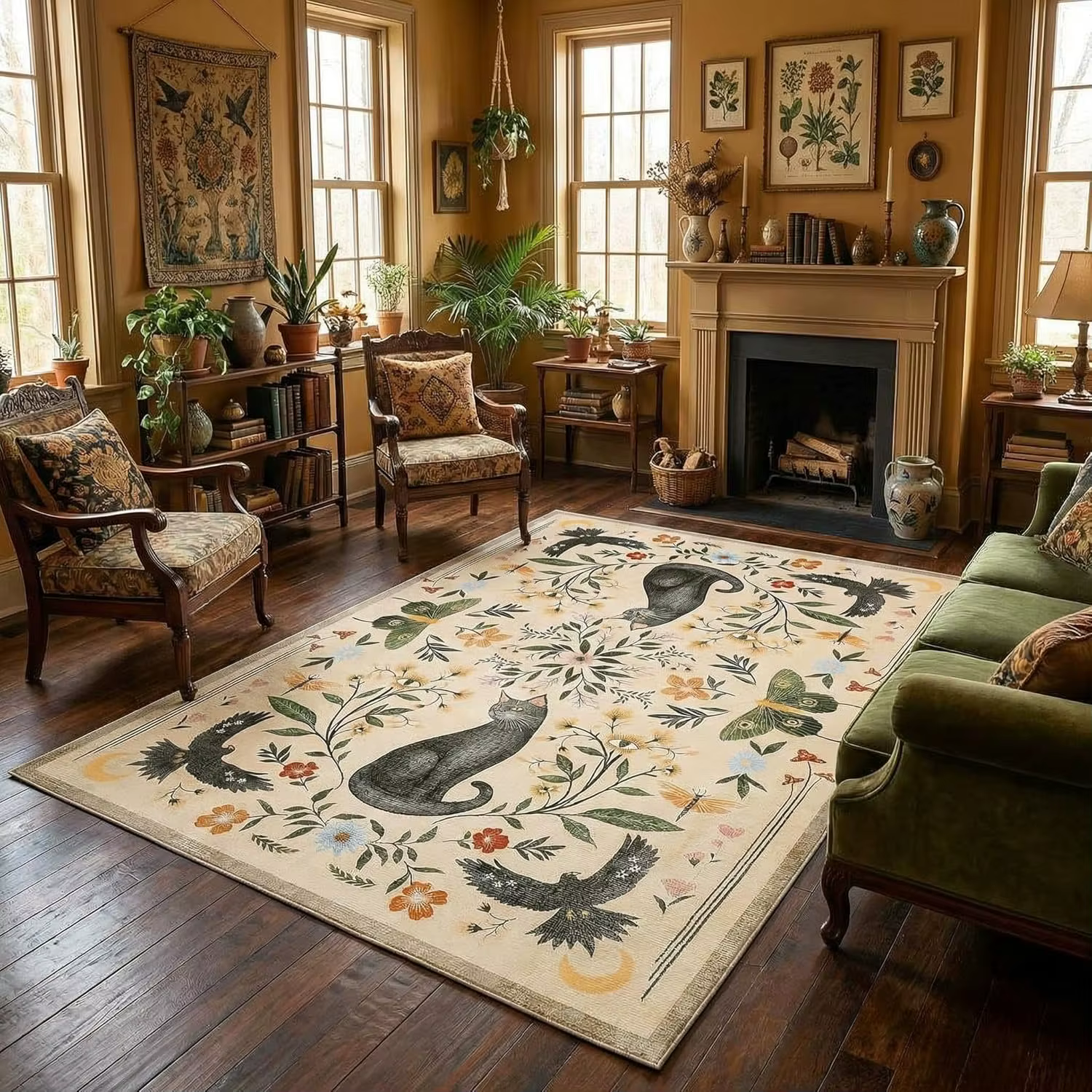 Tapis pour salon, tapis imprimé chat