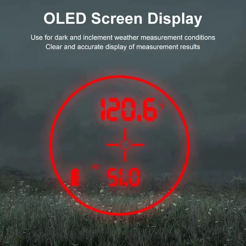Télémètre laser à affichage rouge OLED pour la chasse, 1200, 2000 verges avec amplification 7x, compteur longue distance, extérieur