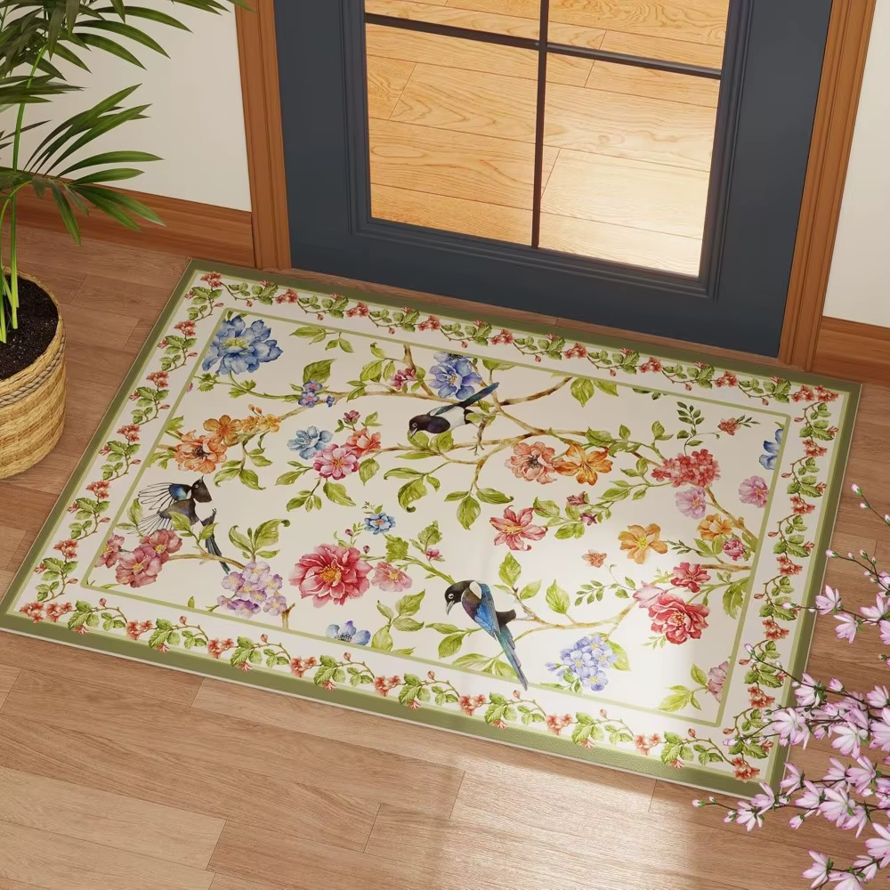 Tapis d'oiseau à fleurs orientales