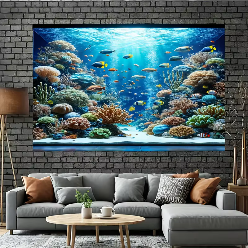 1 tissu de fond de photographie du monde sous-marin-peintures murales pour salon, chambre à coucher et décoration de bureau