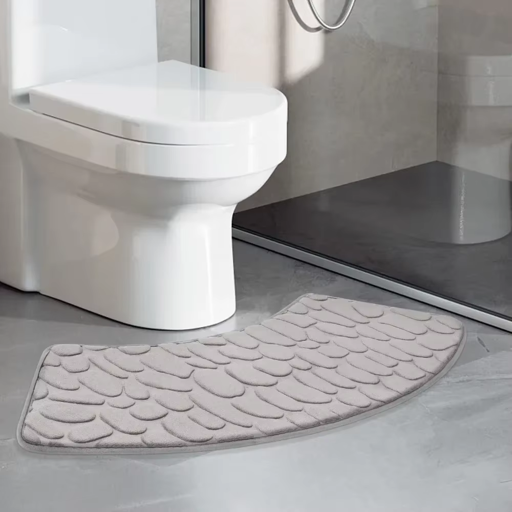 Tapis de sol de salle de bain en relief, 1 pièce, tapis festonné incurvé, antidérapant, absorbant, pour toilettes, douche, bain